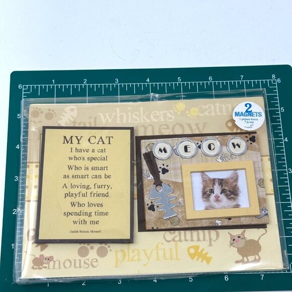 Cat Magnet Gift Set Meow Photo Frame Poem by Judith Bulock Morse New Sealed Gift - Picture 4 of 8